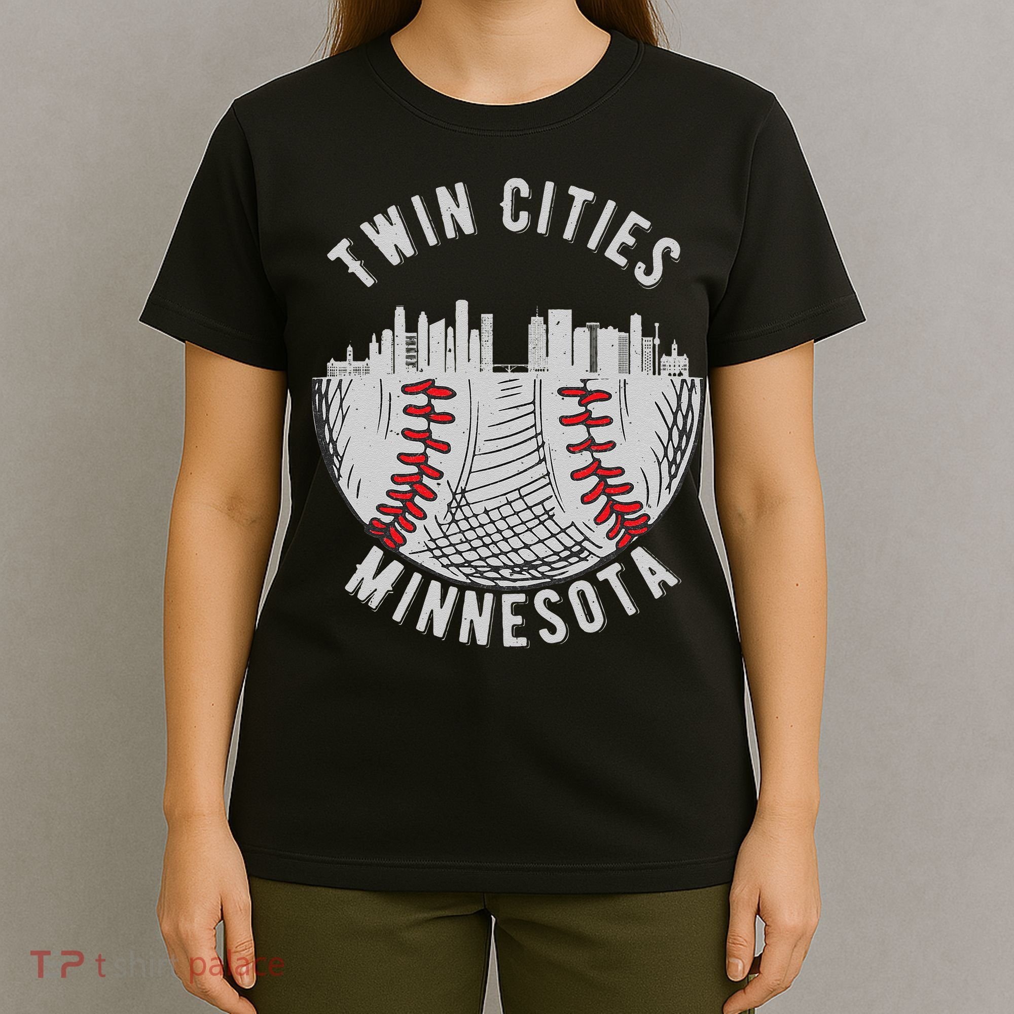 Cool Twin Cities Minnesota MN Baseball Skyline T-Shirt