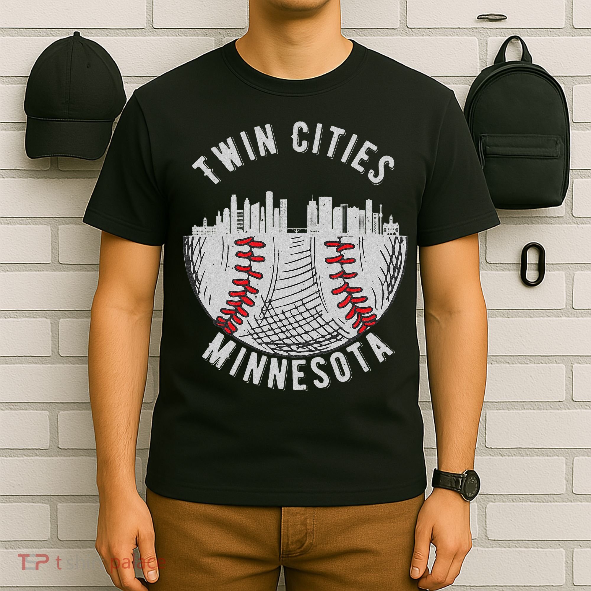 Cool Twin Cities Minnesota MN Baseball Skyline T-Shirt