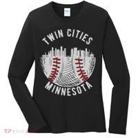 Cool Twin Cities Minnesota MN Baseball Skyline Women's Long Sleeve Shirt thumb 0