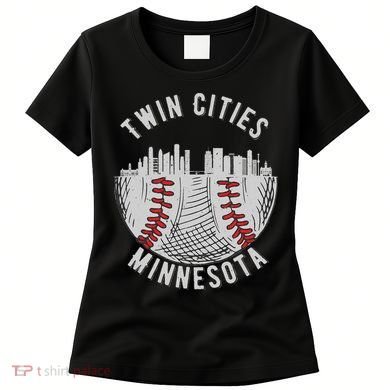 Cool Twin Cities Minnesota MN Baseball Skyline Women's T-Shirt