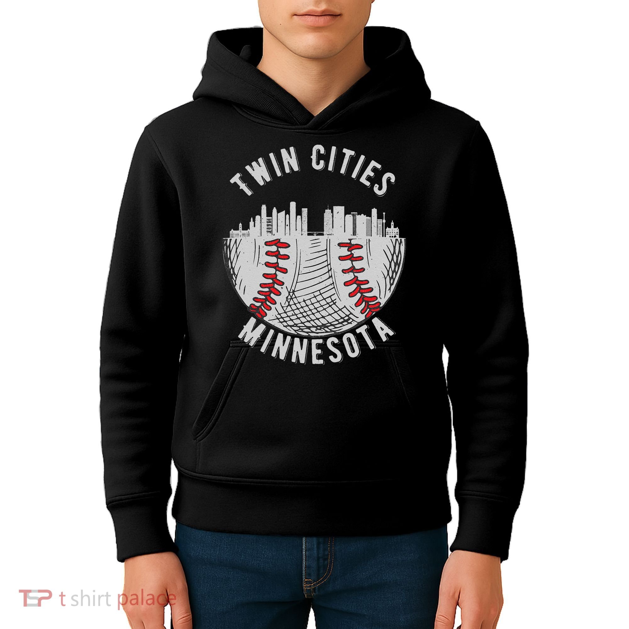 Cool Twin Cities Minnesota MN Baseball Skyline Kids Hoodie