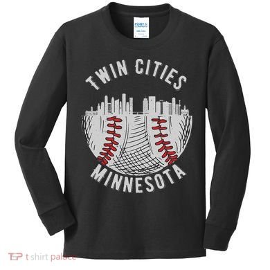Cool Twin Cities Minnesota MN Baseball Skyline Kids Long Sleeve Shirt