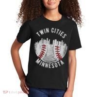 Cool Twin Cities Minnesota MN Baseball Skyline Kids T-Shirt thumb 2