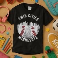 Cool Twin Cities Minnesota MN Baseball Skyline Kids T-Shirt thumb 3