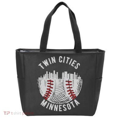 Cool Twin Cities Minnesota MN Baseball Skyline Tote Bag