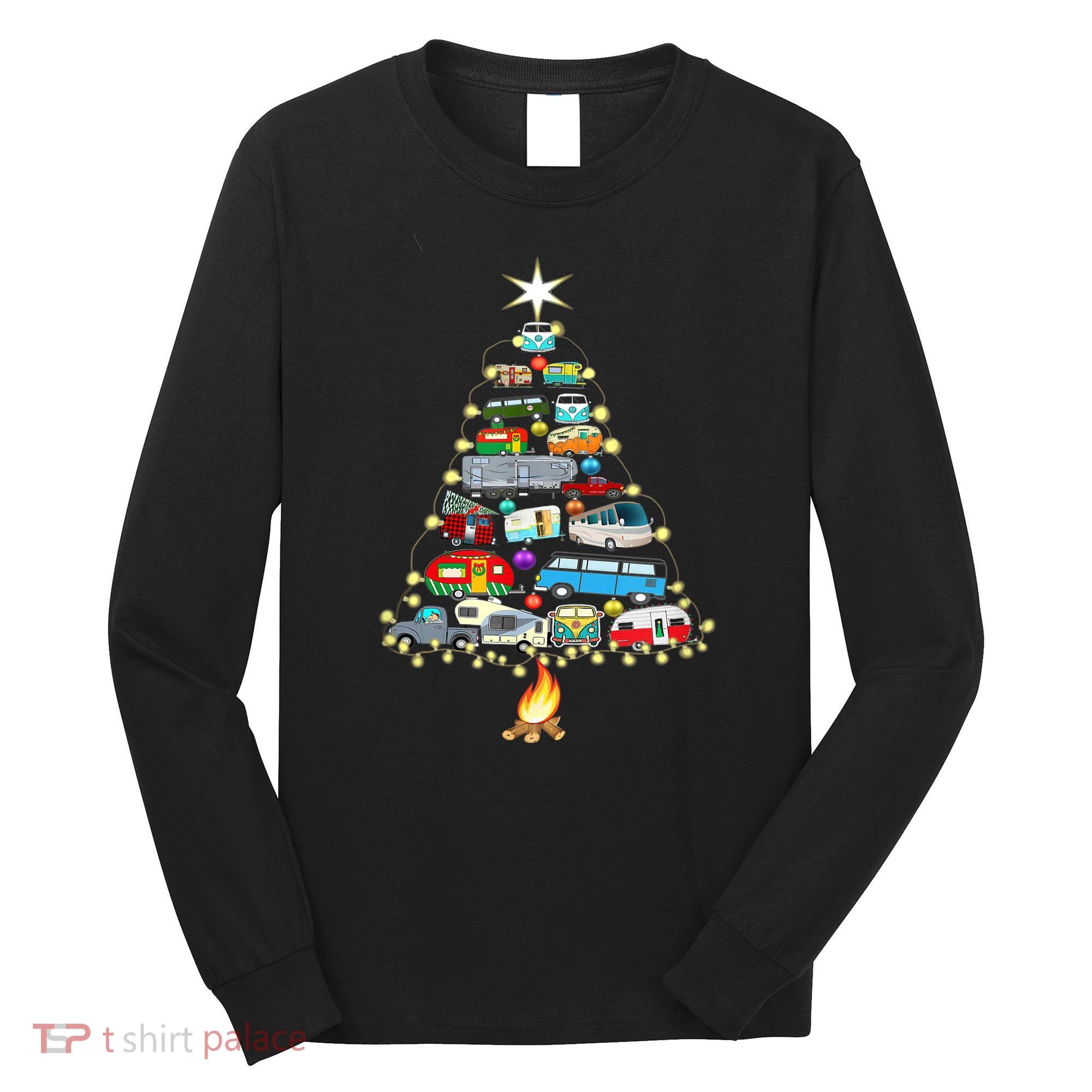 Christmas Tree Camper Vehicles Camping Rving Trailers Gifts Long Sleeve Shirt