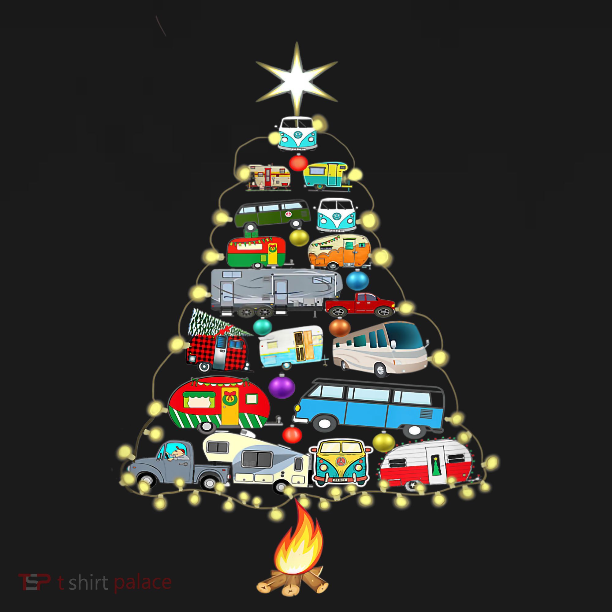 Christmas Tree Camper Vehicles Camping Rving Trailers Gifts Toddler Hoodie
