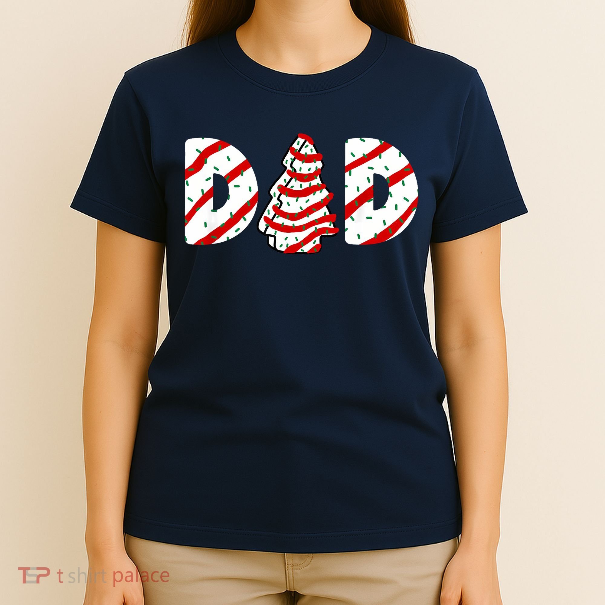 Christmas Tree Cake Matching Family Party Pajama Dad T-Shirt
