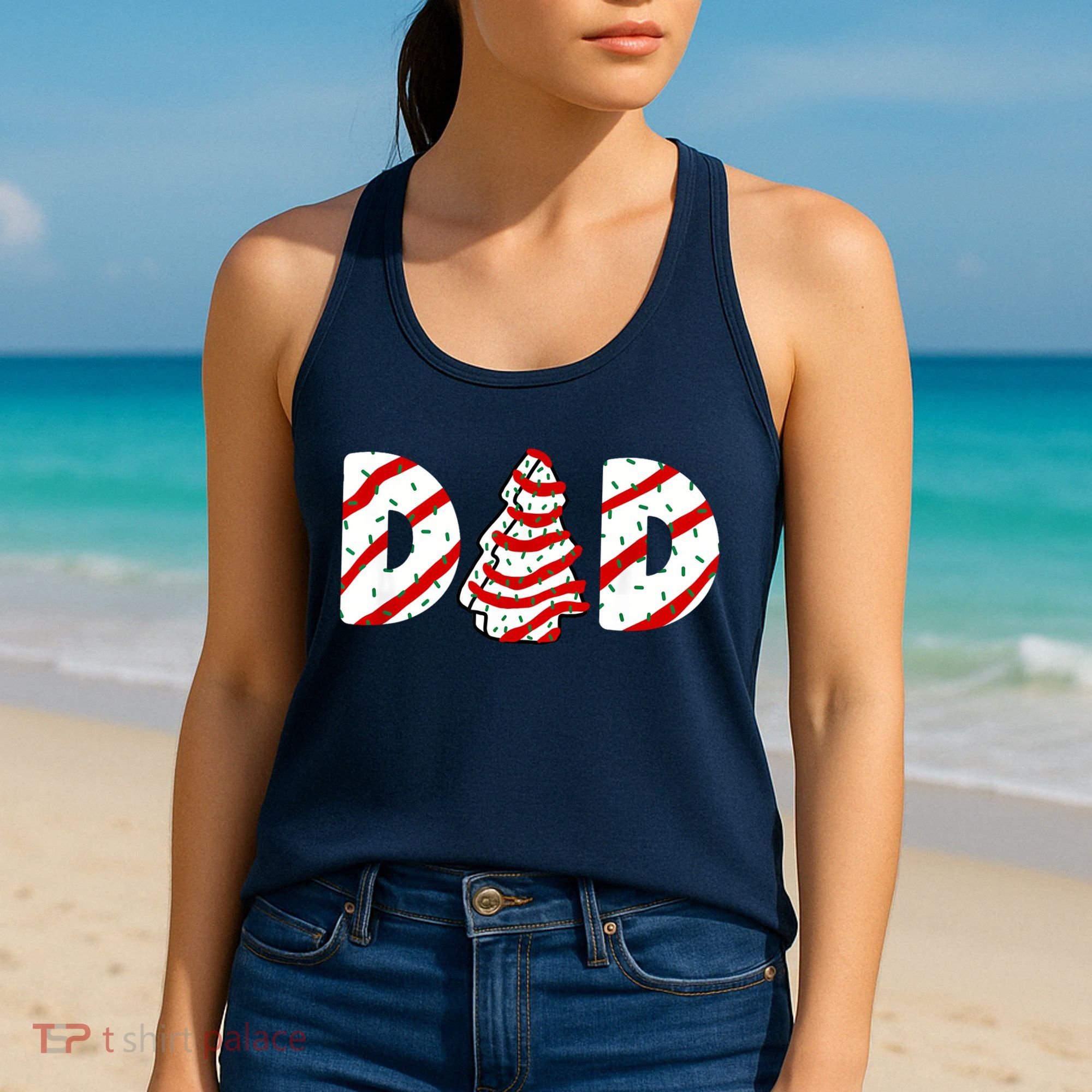 Christmas Tree Cake Matching Family Party Pajama Dad Women's Tank Top