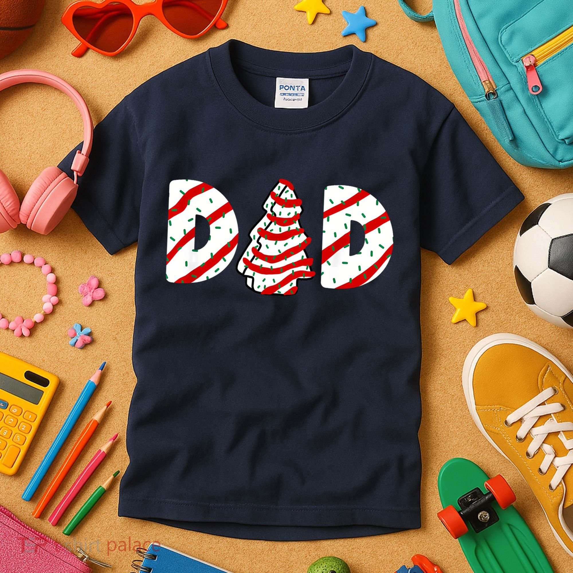 Christmas Tree Cake Matching Family Party Pajama Dad Kids T-Shirt