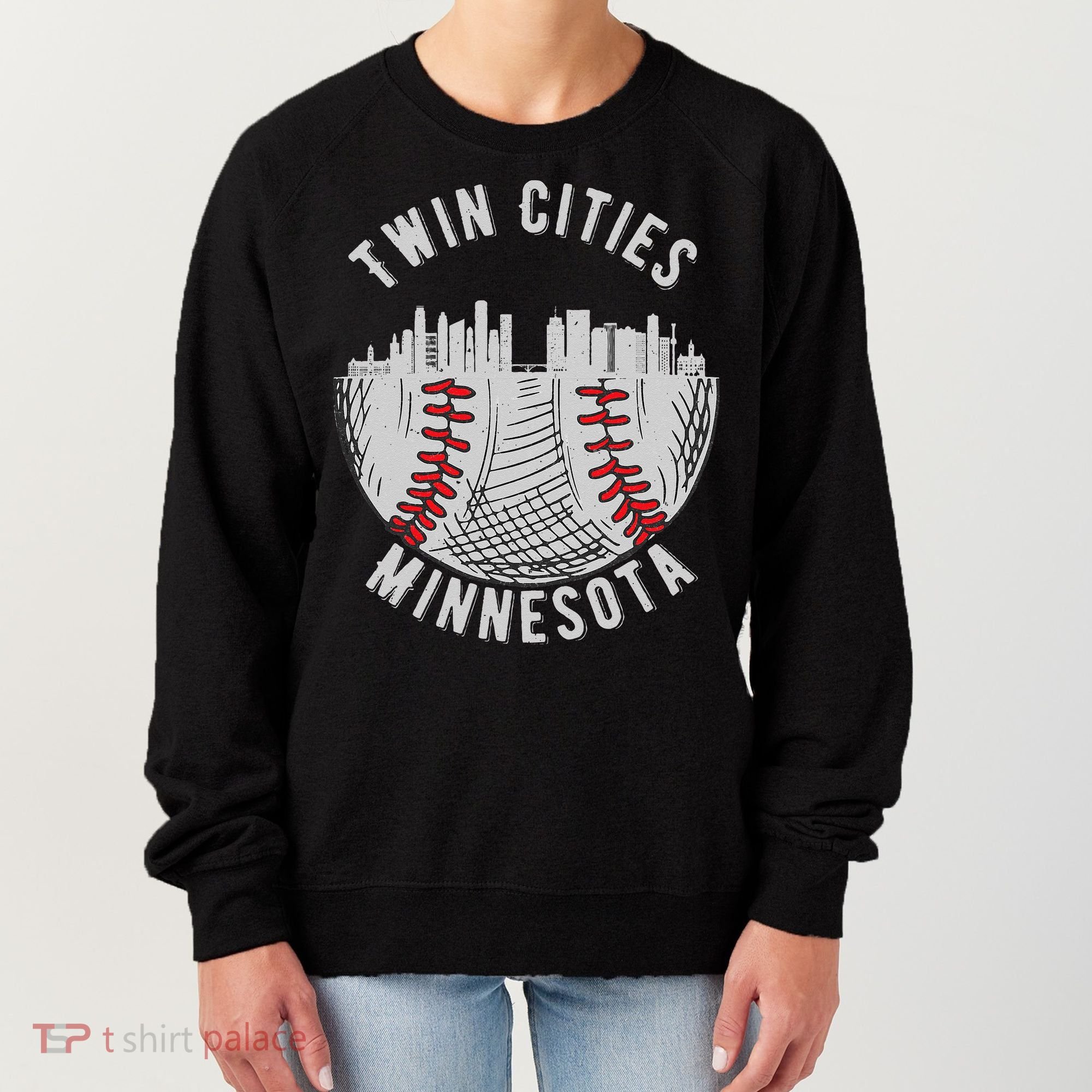 Cool Twin Cities Minnesota MN Baseball Skyline St. PaulMPLS Women's Sweatshirt