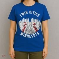 Cool Twin Cities Minnesota MN Baseball Skyline St. PaulMPLS T-Shirt thumb 4