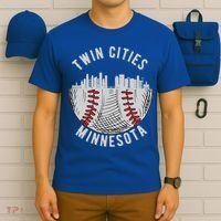 Cool Twin Cities Minnesota MN Baseball Skyline St. PaulMPLS T-Shirt thumb 6