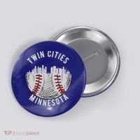 Cool Twin Cities Minnesota MN Baseball Skyline St. PaulMPLS Button thumb 0