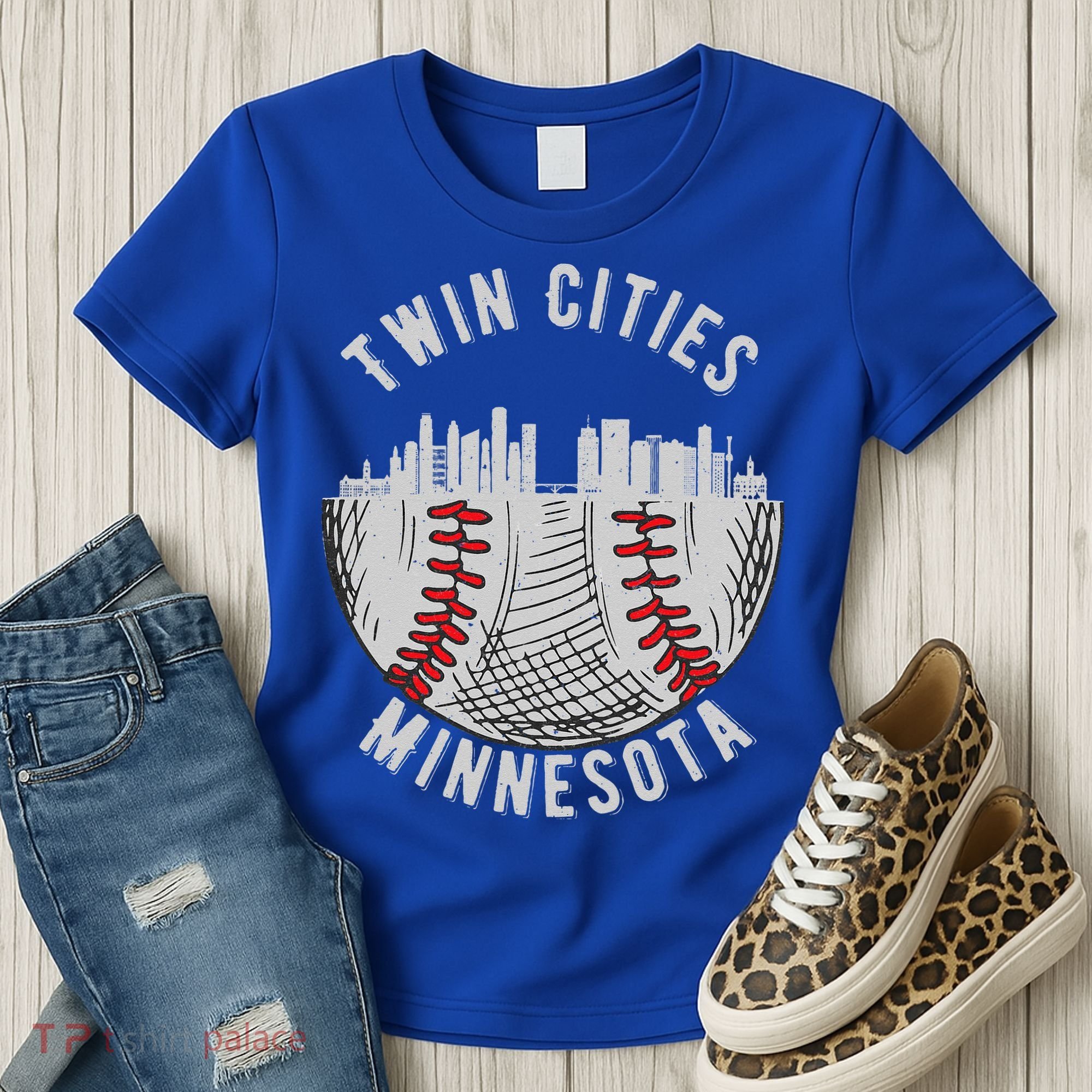 Cool Twin Cities Minnesota MN Baseball Skyline St. PaulMPLS Women's T-Shirt