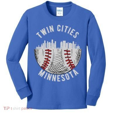 Cool Twin Cities Minnesota MN Baseball Skyline St. PaulMPLS Kids Long Sleeve Shirt