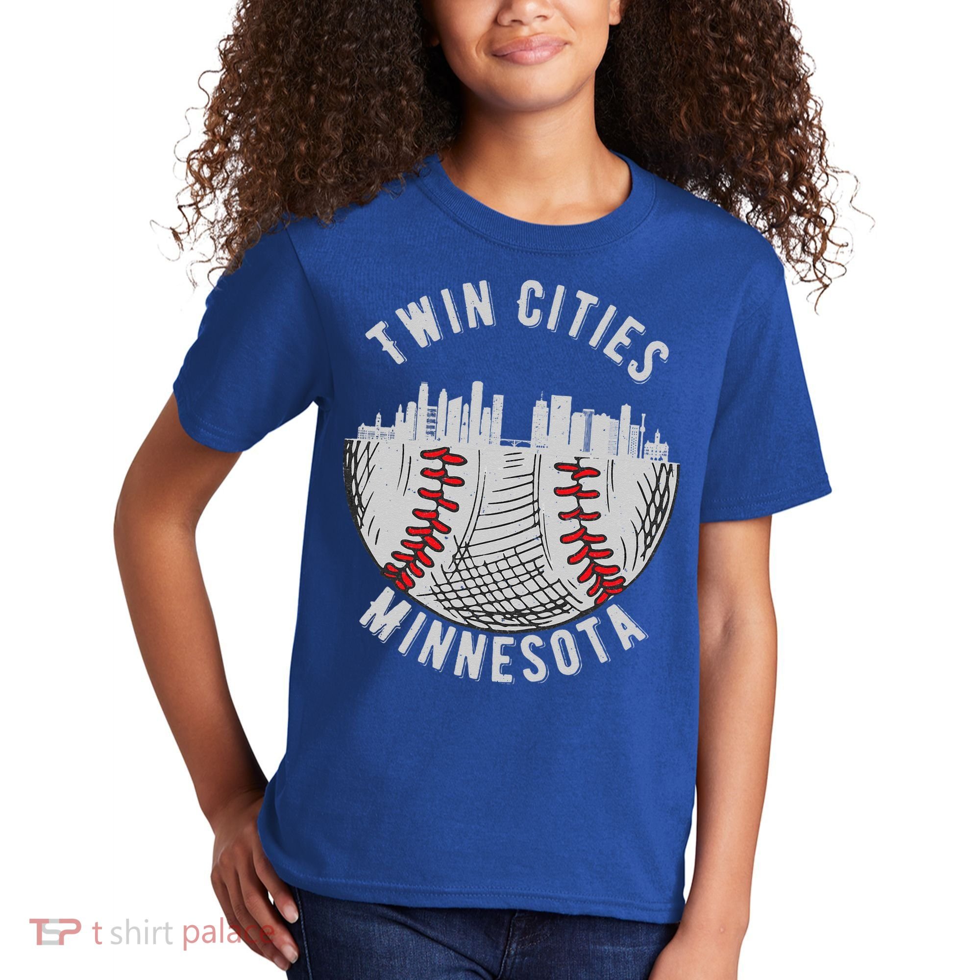 Cool Twin Cities Minnesota MN Baseball Skyline St. PaulMPLS Kids T-Shirt