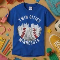 Cool Twin Cities Minnesota MN Baseball Skyline St. PaulMPLS Kids T-Shirt thumb 3