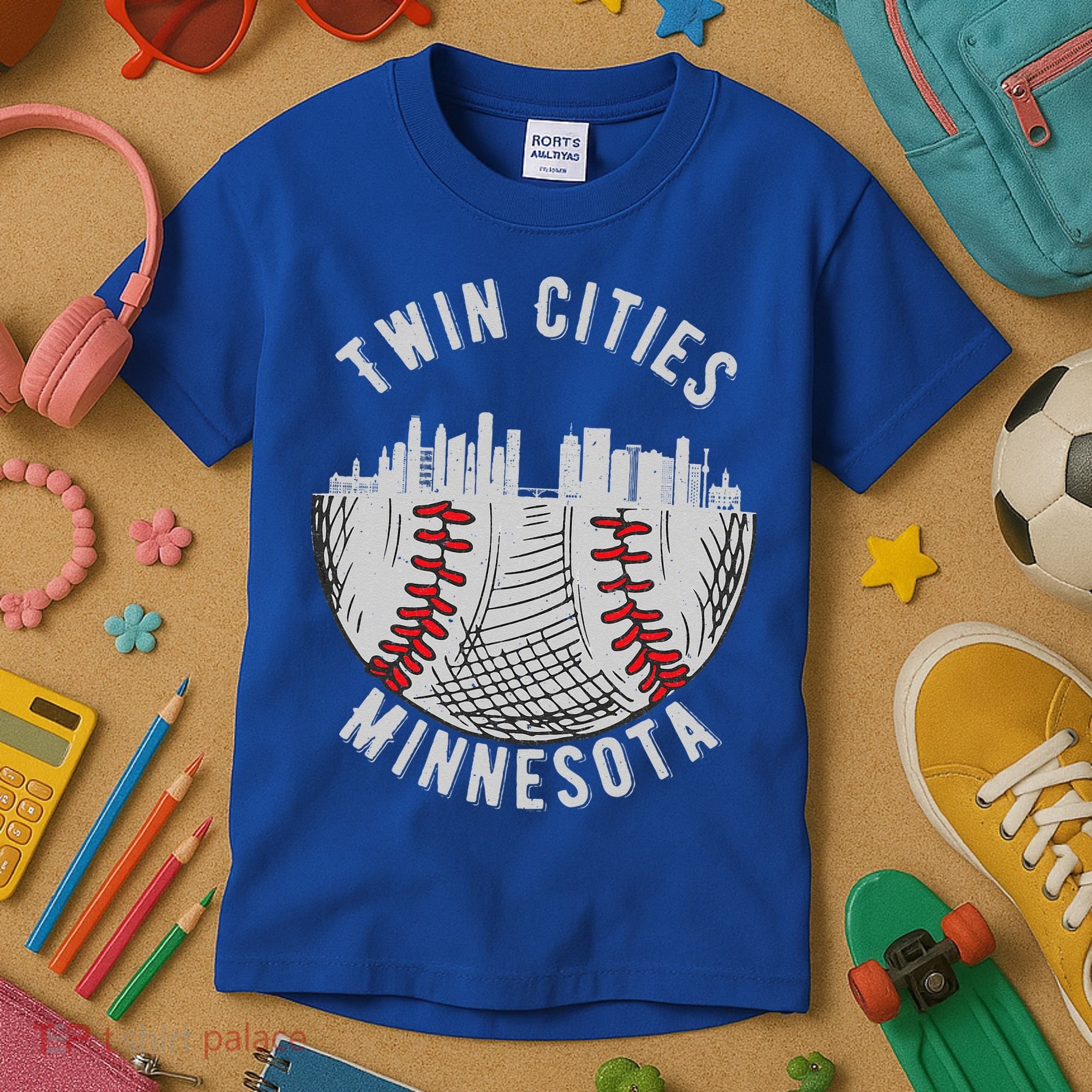 Cool Twin Cities Minnesota MN Baseball Skyline St. PaulMPLS Kids T-Shirt