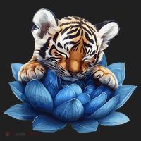 Cute Tiger Cub Blue Lotus Nature Tranquility Women's Sweatshirt thumb 2