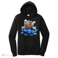 Cute Tiger Cub Blue Lotus Nature Tranquility Women's Hoodie thumb 0