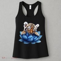 Cute Tiger Cub Blue Lotus Nature Tranquility Women's Tank Top thumb 3