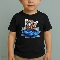 Cute Tiger Cub Blue Lotus Nature Tranquility Toddler T-Shirt thumb 2