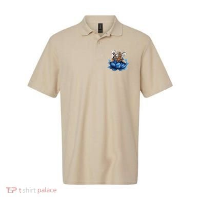 Cute Tiger Cub Blue Lotus Nature Tranquility Polo