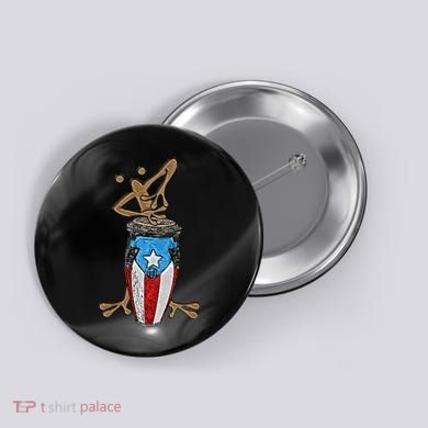 Coqui Taino Conga Boricua Puerto Rican Flag Gift Button