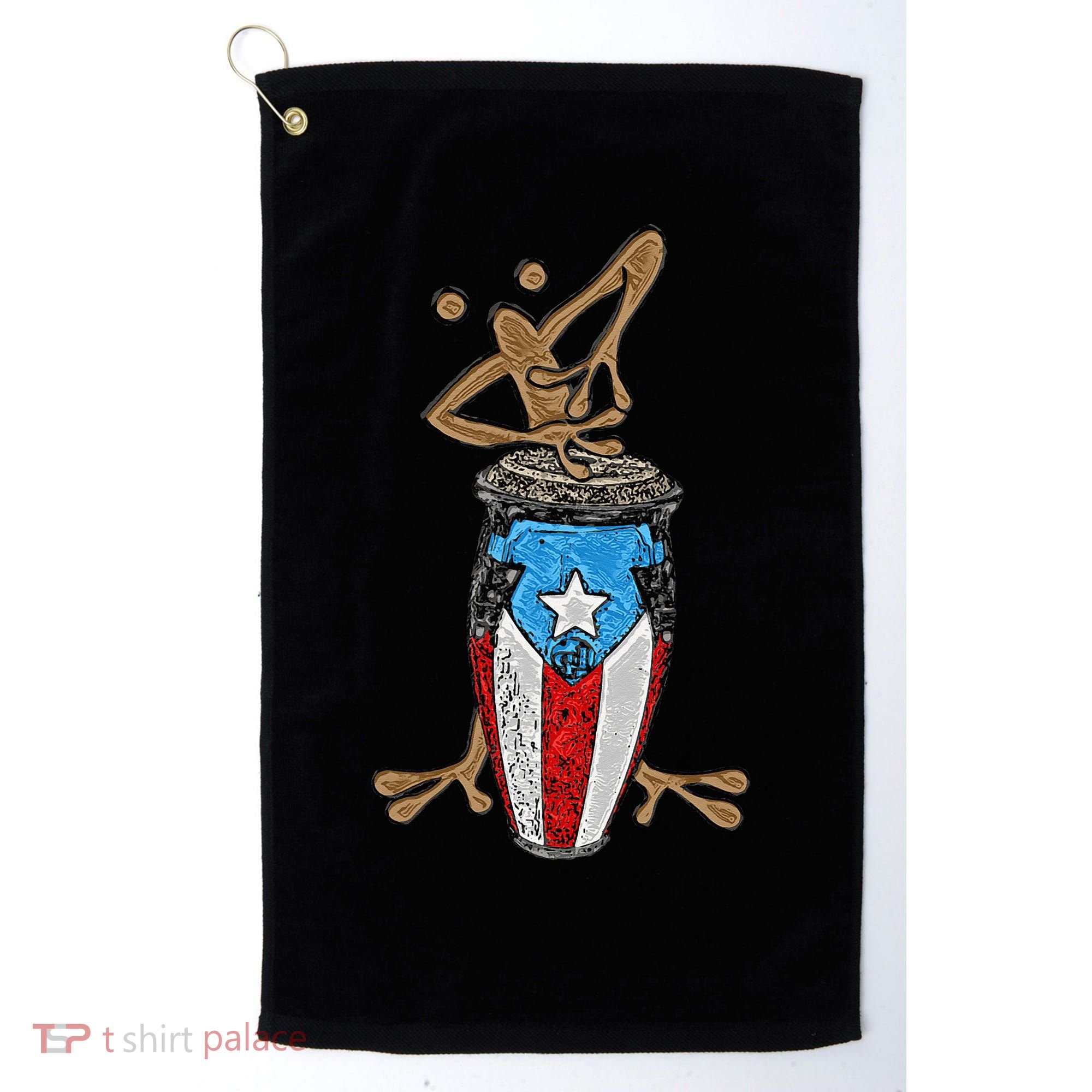 Coqui Taino Conga Boricua Puerto Rican Flag Gift Golf Towel