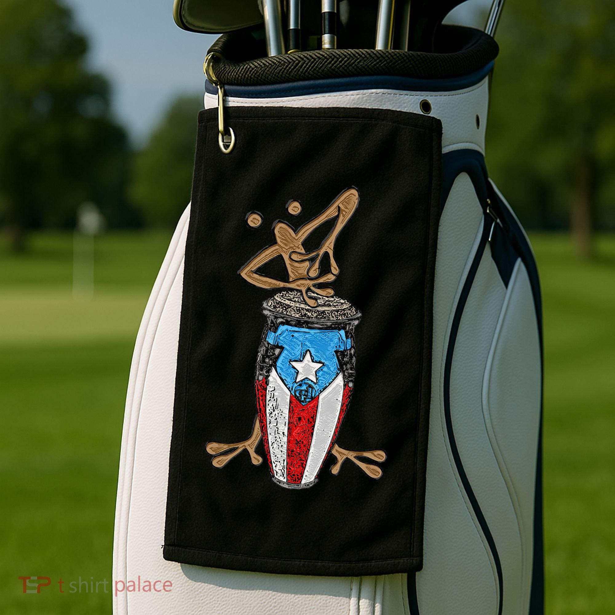 Coqui Taino Conga Boricua Puerto Rican Flag Gift Golf Towel