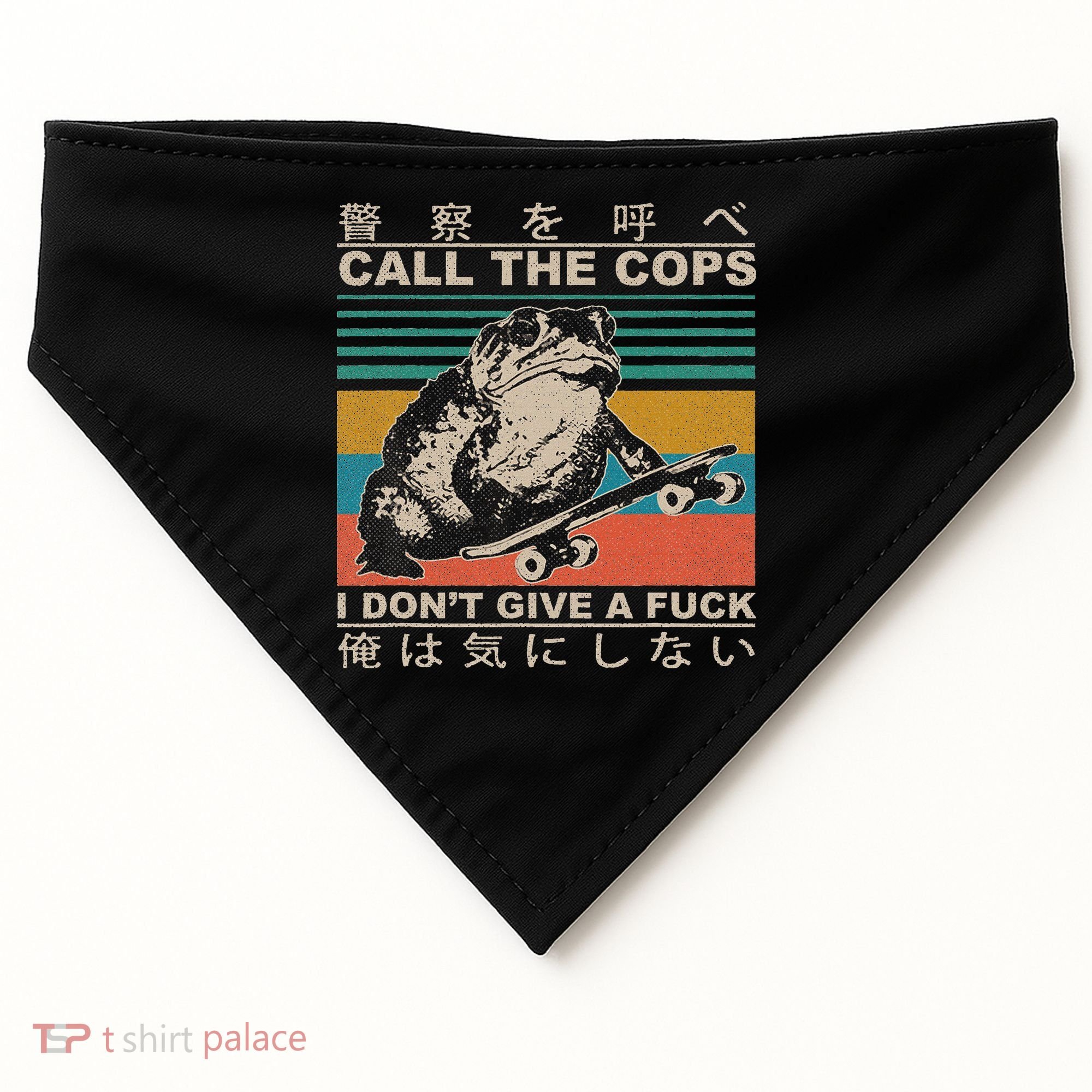 Call The Cops I Don’T Give A Fck Skateboarding Toad Japanese USA-Made Doggie Bandana