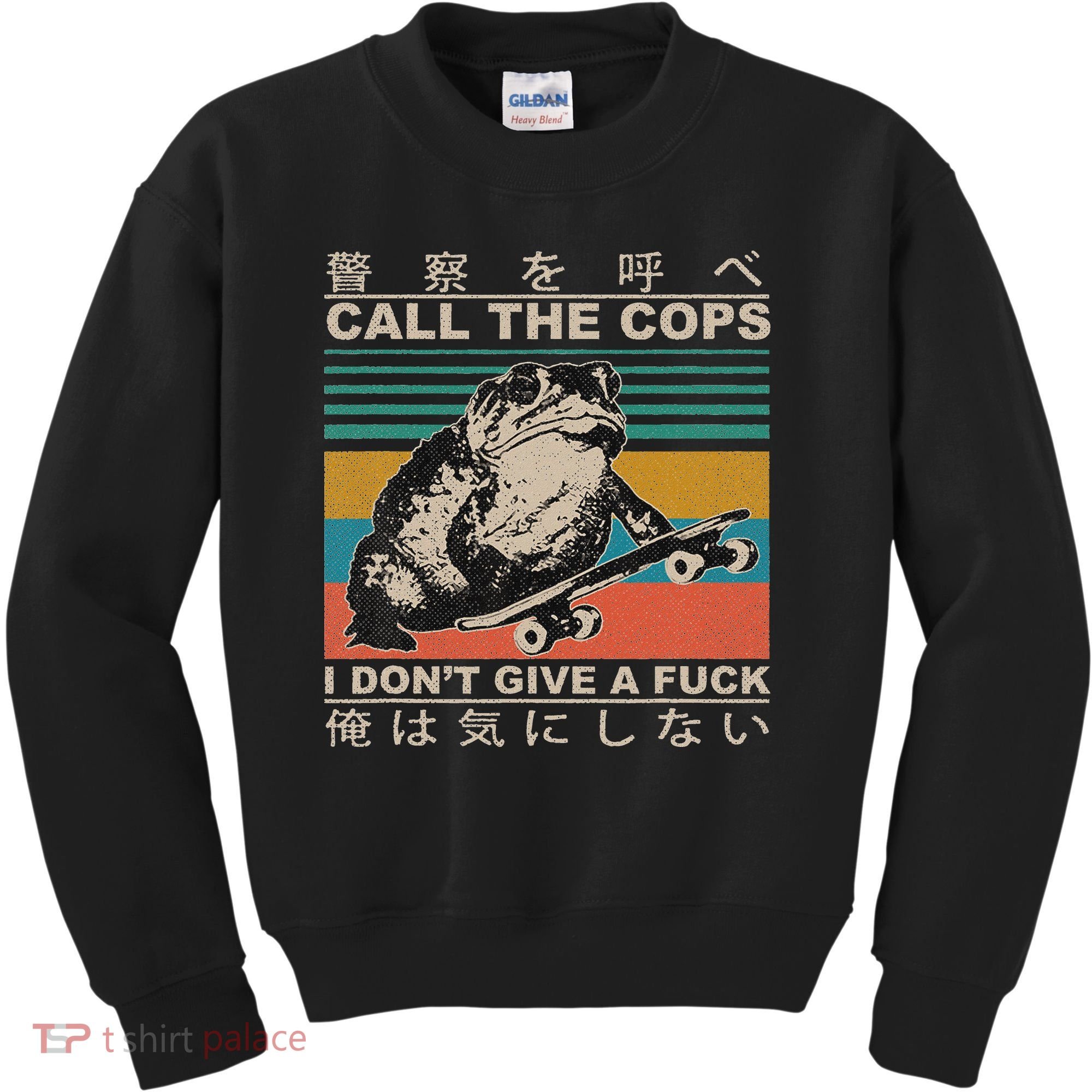 Call The Cops I Don’T Give A Fck Skateboarding Toad Japanese Kids Sweatshirt