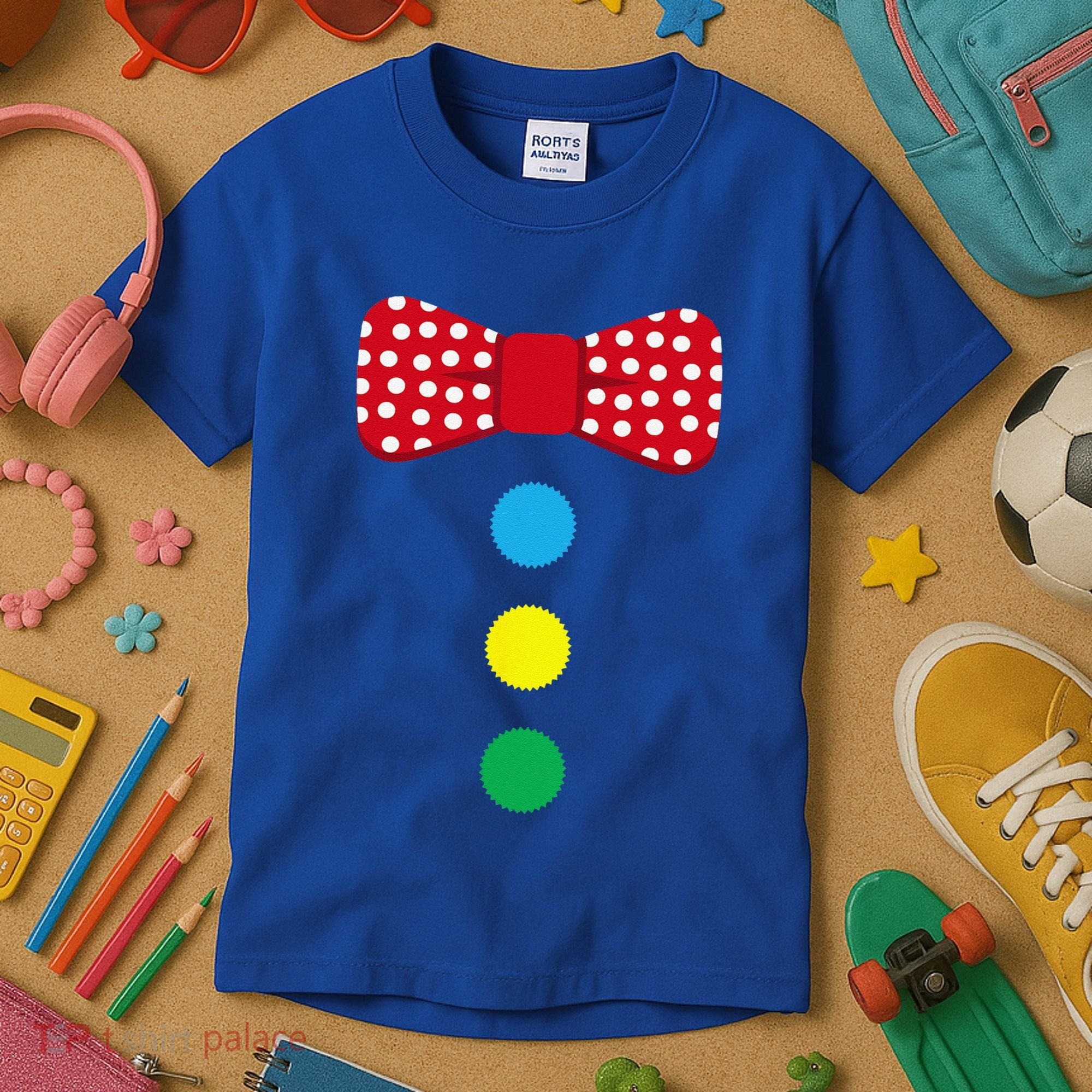 Clown Tie Costume Circus Rainbow Halloween Carnival Kids T-Shirt