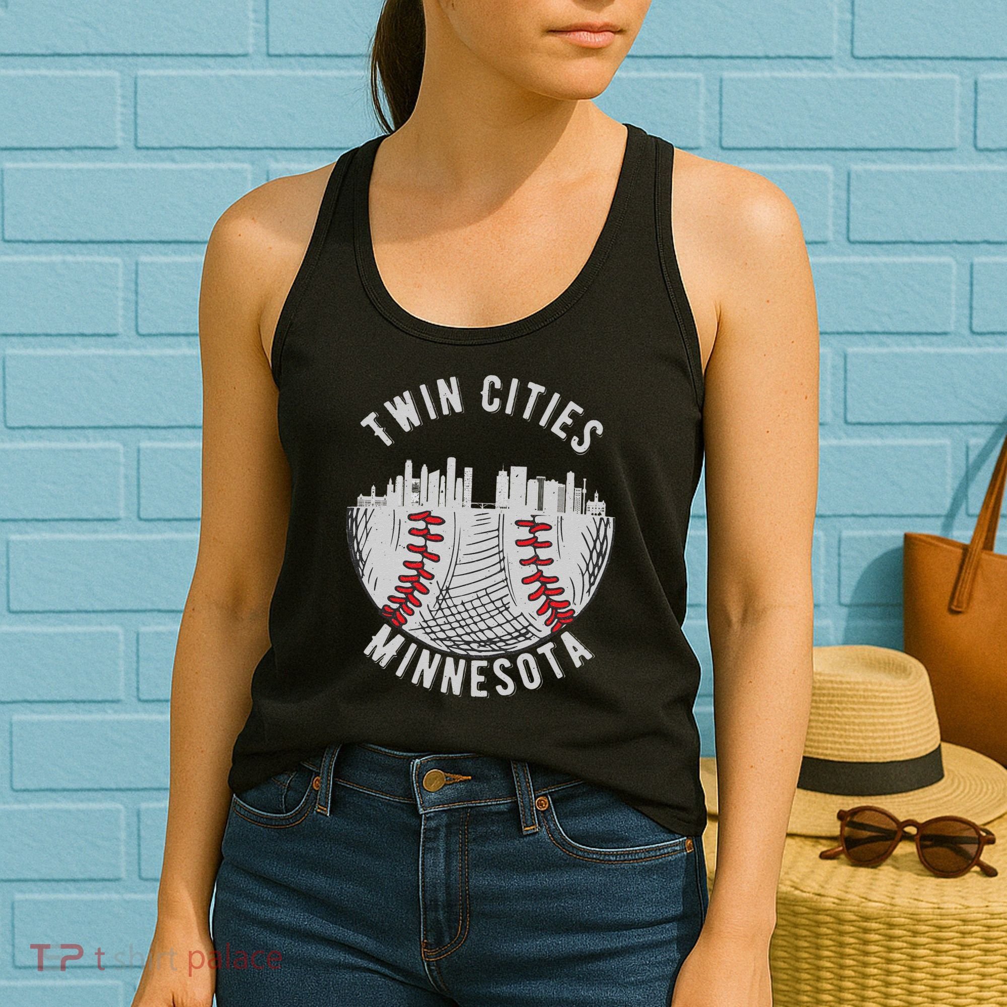 Cool Twin Cities Minnesota MN Baseball Skyline St. Paul MPLS Women's Tank Top