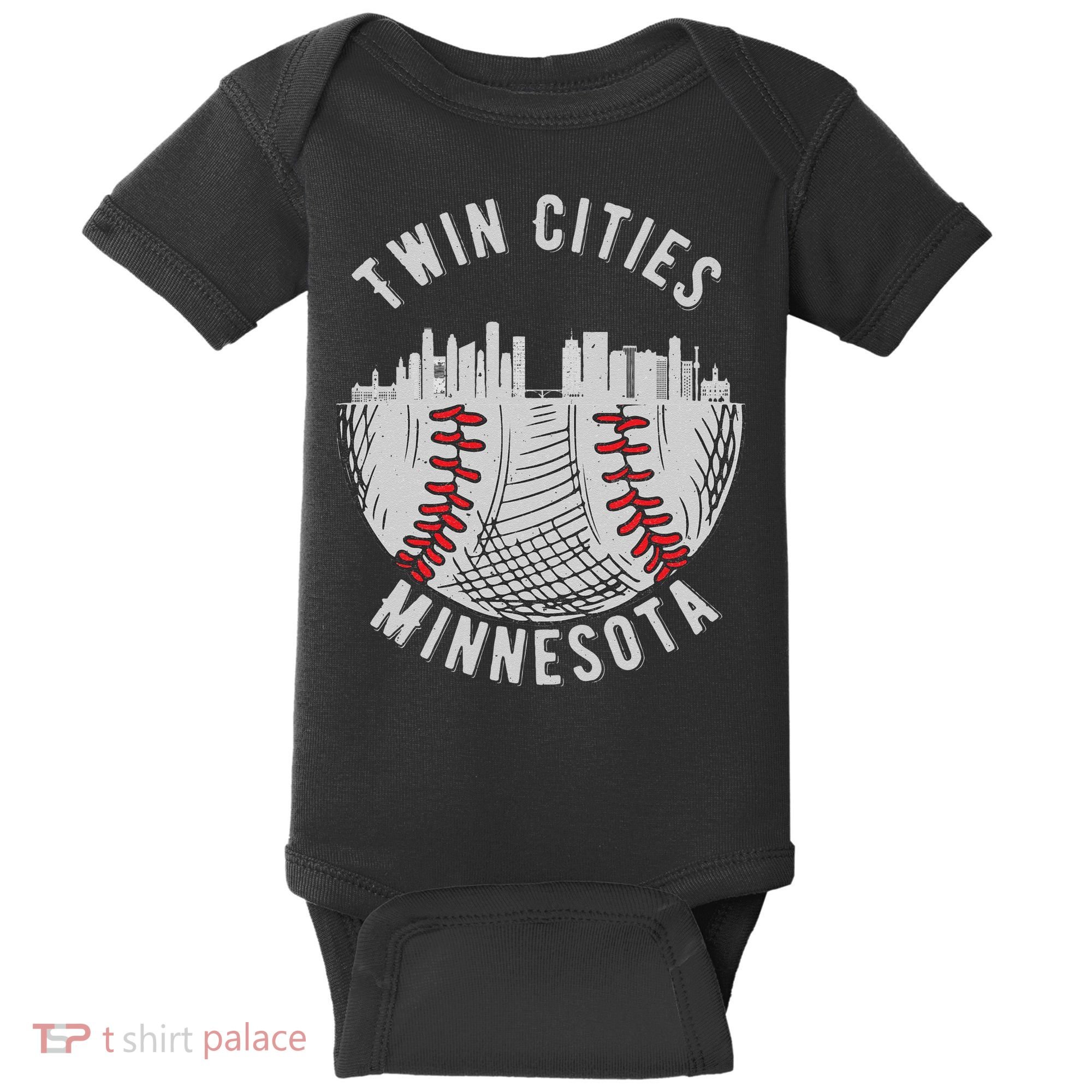 Cool Twin Cities Minnesota MN Baseball Skyline St. Paul MPLS Baby Bodysuit