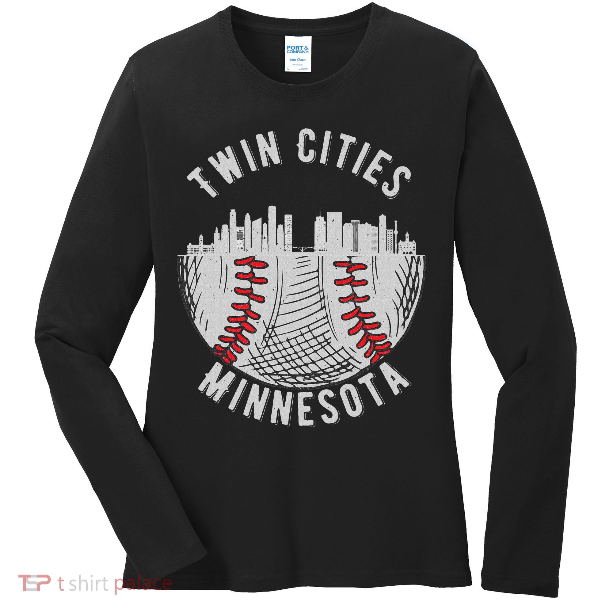 Cool Twin Cities Minnesota MN Baseball Skyline St. Paul MPLS Women's Long Sleeve Shirt