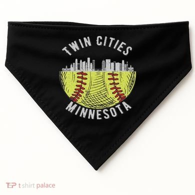 Cool Twin Cities Minnesota Mn Softball Skyline St. Paul Mpls USA-Made Doggie Bandana