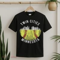 Cool Twin Cities Minnesota Mn Softball Skyline St. Paul Mpls T-Shirt thumb 2