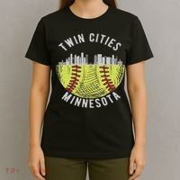 Cool Twin Cities Minnesota Mn Softball Skyline St. Paul Mpls T-Shirt thumb 4