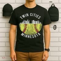 Cool Twin Cities Minnesota Mn Softball Skyline St. Paul Mpls T-Shirt thumb 6