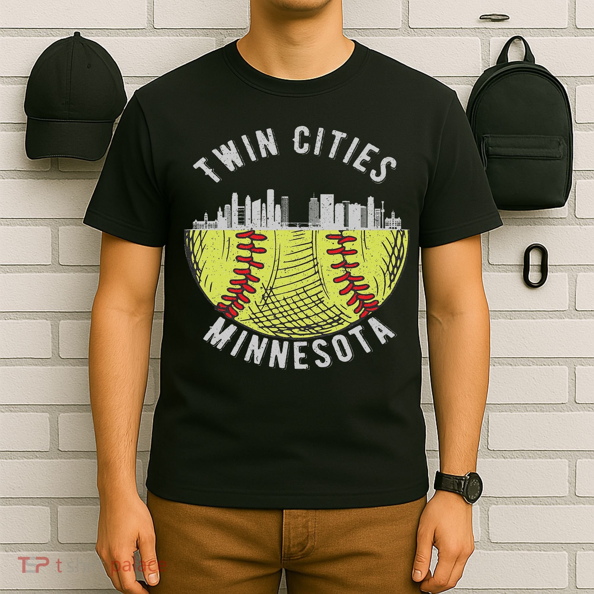 Cool Twin Cities Minnesota Mn Softball Skyline St. Paul Mpls T-Shirt