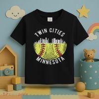 Cool Twin Cities Minnesota Mn Softball Skyline St. Paul Mpls Toddler T-Shirt thumb 3
