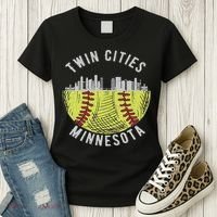 Cool Twin Cities Minnesota Mn Softball Skyline St. Paul Mpls Women's T-Shirt thumb 3