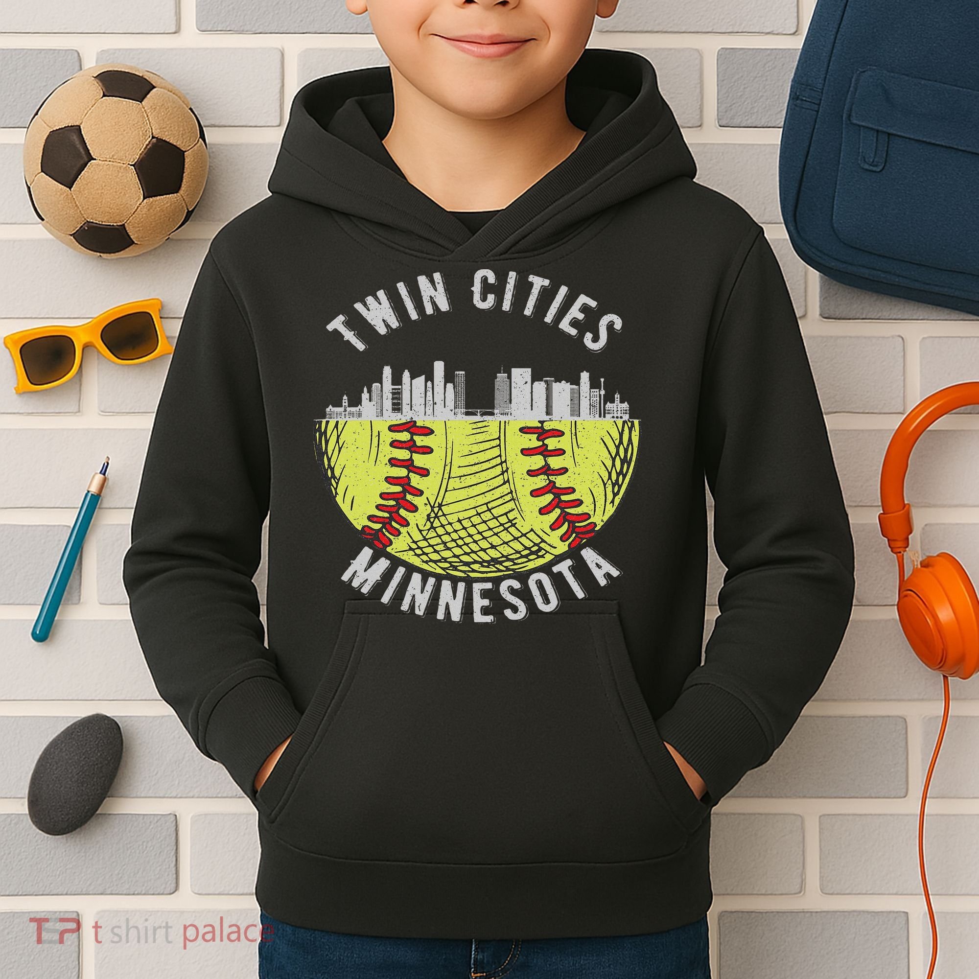 Cool Twin Cities Minnesota Mn Softball Skyline St. Paul Mpls Kids Hoodie