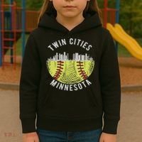 Cool Twin Cities Minnesota Mn Softball Skyline St. Paul Mpls Kids Hoodie thumb 3