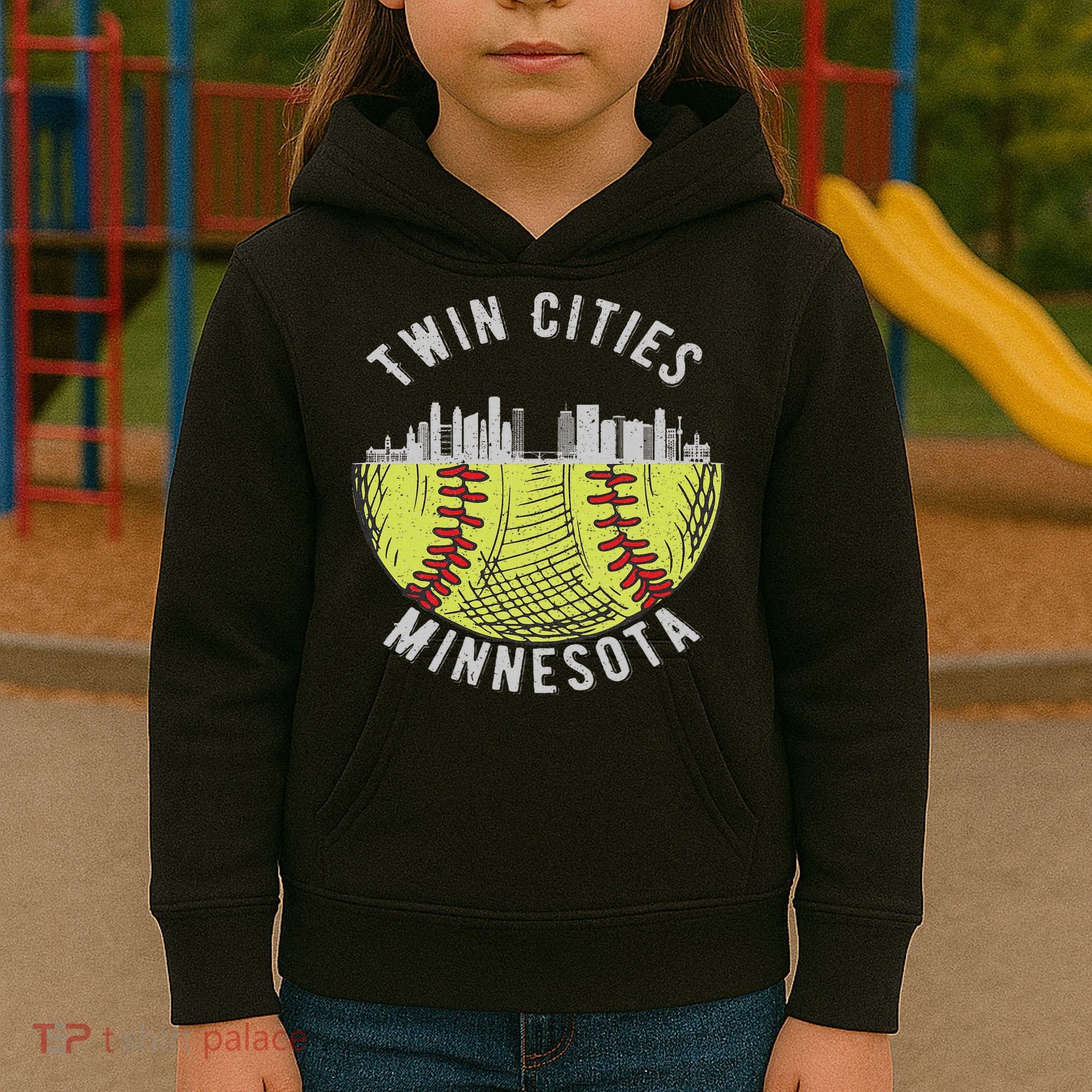 Cool Twin Cities Minnesota Mn Softball Skyline St. Paul Mpls Kids Hoodie
