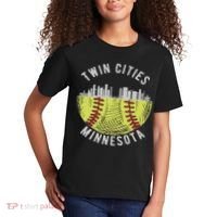 Cool Twin Cities Minnesota Mn Softball Skyline St. Paul Mpls Kids T-Shirt thumb 2