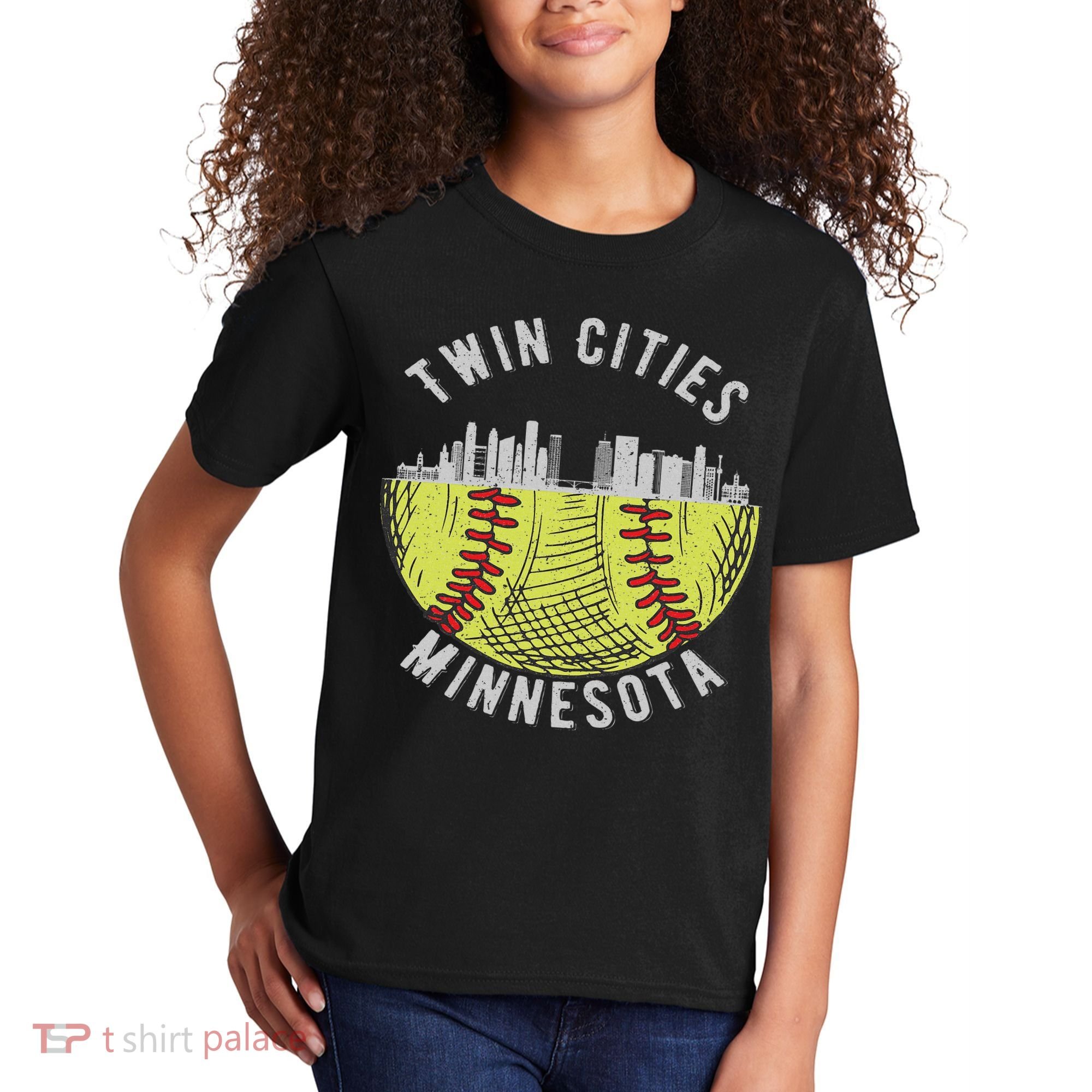 Cool Twin Cities Minnesota Mn Softball Skyline St. Paul Mpls Kids T-Shirt