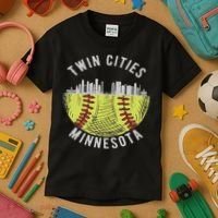 Cool Twin Cities Minnesota Mn Softball Skyline St. Paul Mpls Kids T-Shirt thumb 3